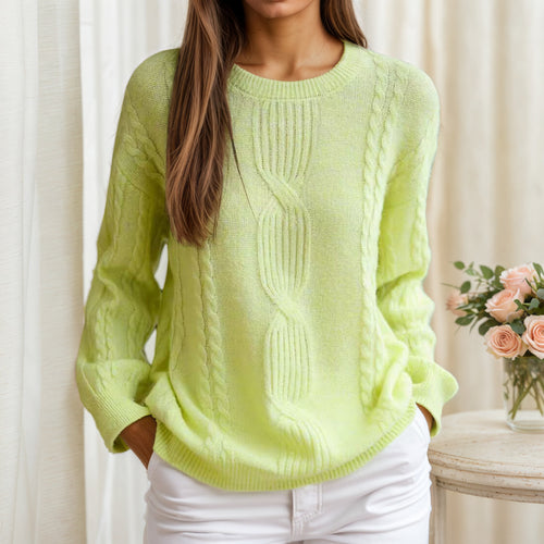 Damen Strickpullover mit Zopfmuster und lässigem Schnitt Drune
