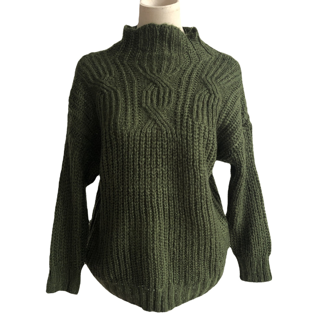 Damen Grobstrickpullover mit hohem Kragen und lockerer Passform Drune
