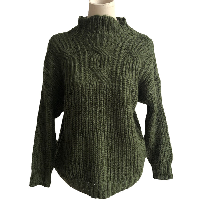 Damen Grobstrickpullover mit hohem Kragen und lockerer Passform Drune
