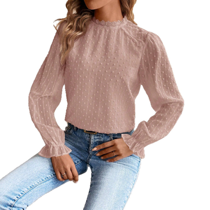 Damen Elegante Spitzenbluse mit romantischen Details und Rüschenelementen Drune