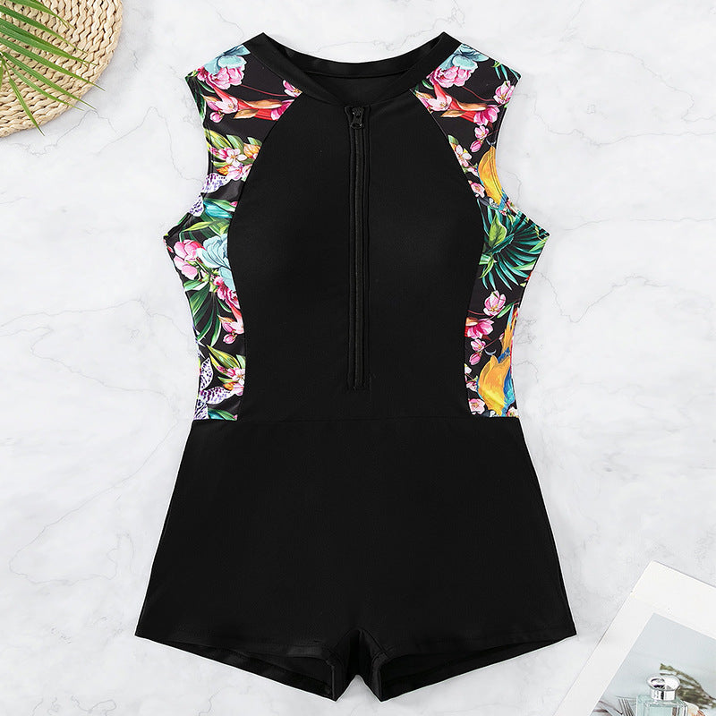 Damen Surfsuit mit floralem Muster und praktischem Reißverschluss Drune