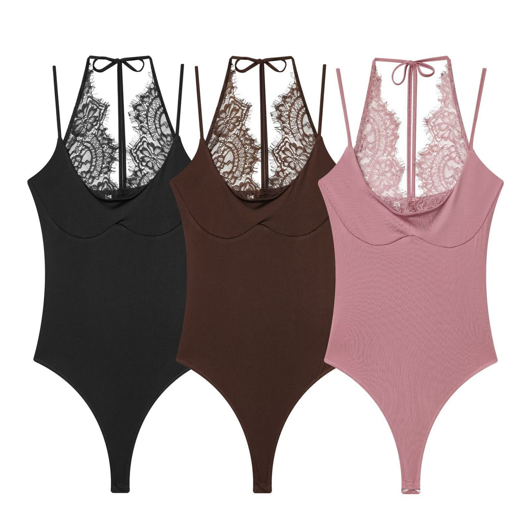 Damen Body mit zartem Spitzeneinsatz und verstellbaren Trägern Drune
