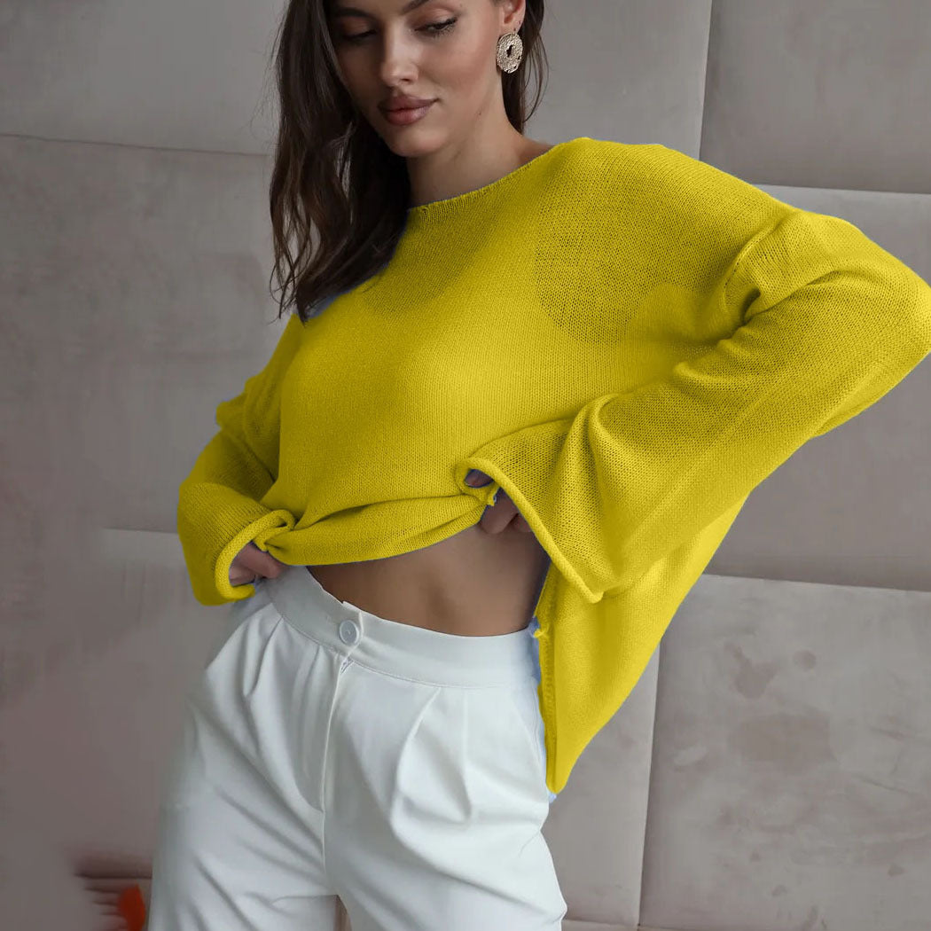 Damen Luftiger Strickpullover mit weitem Schnitt und lässigem Look Drune