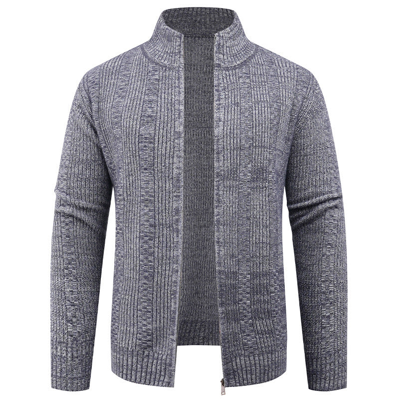 Herren Strickjacke mit strukturierter Oberfläche und hohem Kragen Drune