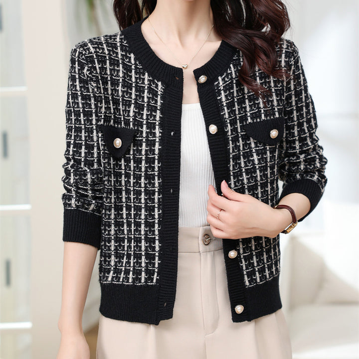 Damen Strickjacke mit strukturiertem Design und Perlknöpfen Drune