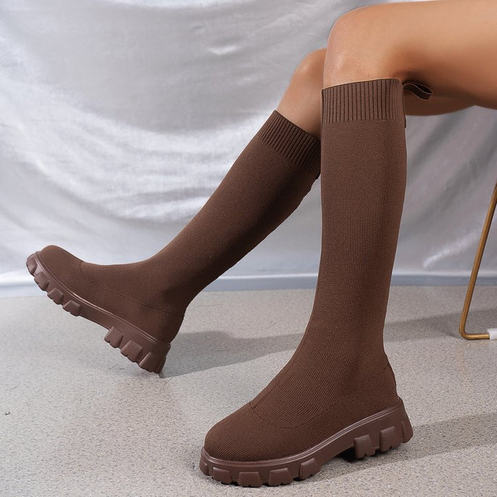 Damen modische strumpfartige Stiefel mit rutschfester Sohle Drune