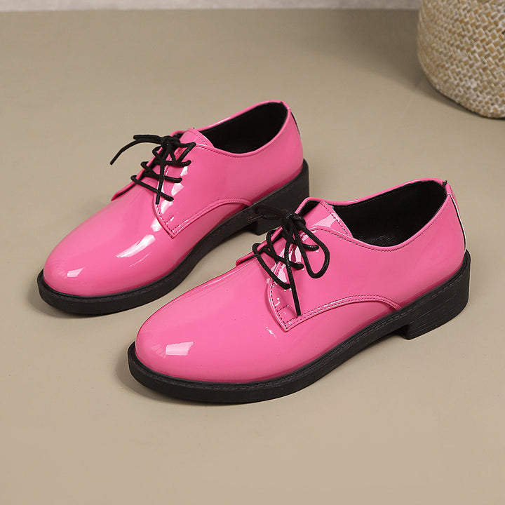 Damen klassische Schnürschuhe mit glänzender Oberfläche Drune