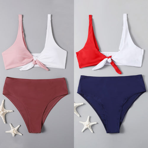 Damen Bikini-Set mit modischem Knotendesign und hochgeschnittenem Slip Drune