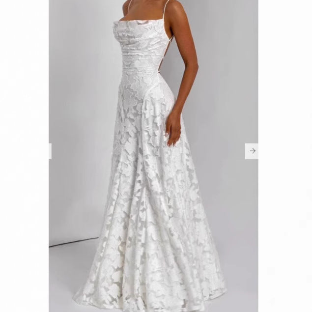 Damen Elegante Spitze A-Linie Abendkleid Drune