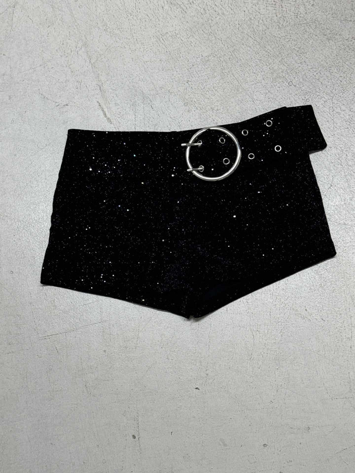Damen Glitzernde Mini-Shorts mit dekorativer Schnalle und funkelndem Design Drune