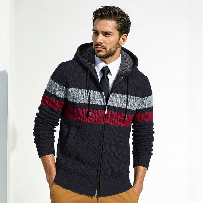 Herren Strickjacke mit modernem Kordelzug und stilvollem Muster Drune
