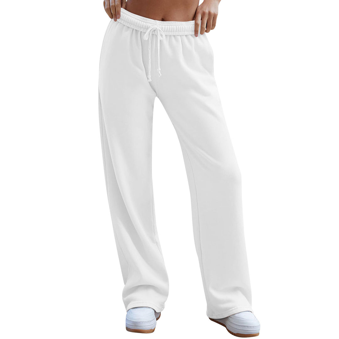 Damen nan weite Komfort-Loungehose mit hochgeschnittener Taille, elastischem Bund und Kordelzug Drune