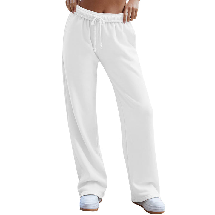 Damen nan weite Komfort-Loungehose mit hochgeschnittener Taille, elastischem Bund und Kordelzug Drune