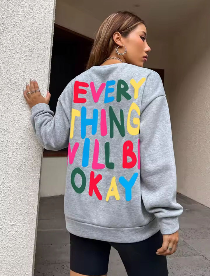 Damen Sweatshirt mit buntem Schriftzug Drune