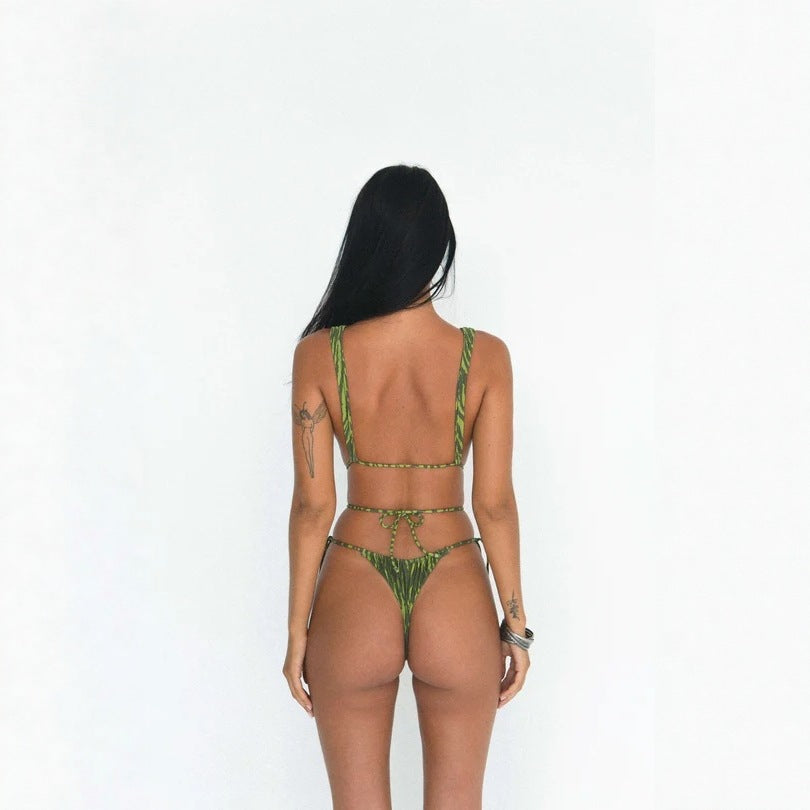 Damen Eleganter Hochschnitt Badeanzug Drune