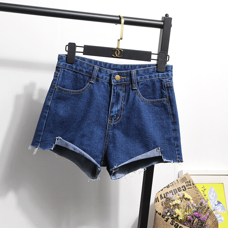 Damen Jeansshorts mit fransigem Saum und hohem Bund Drune