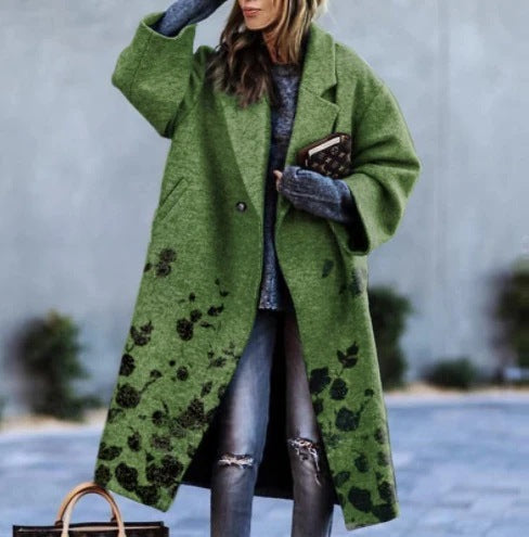 Damen Oversized Mantel mit floralem Design Drune