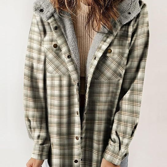 Damen Flanelljacke mit gefütterter Kapuze Drune