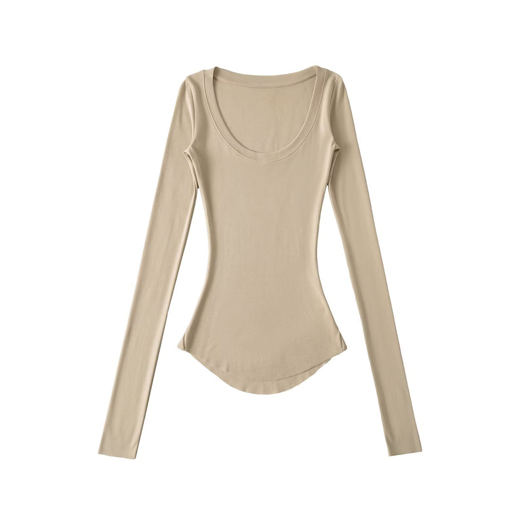 Damen Langarmshirt mit elegantem Rundhalsausschnitt und figurbetonendem Schnitt Drune