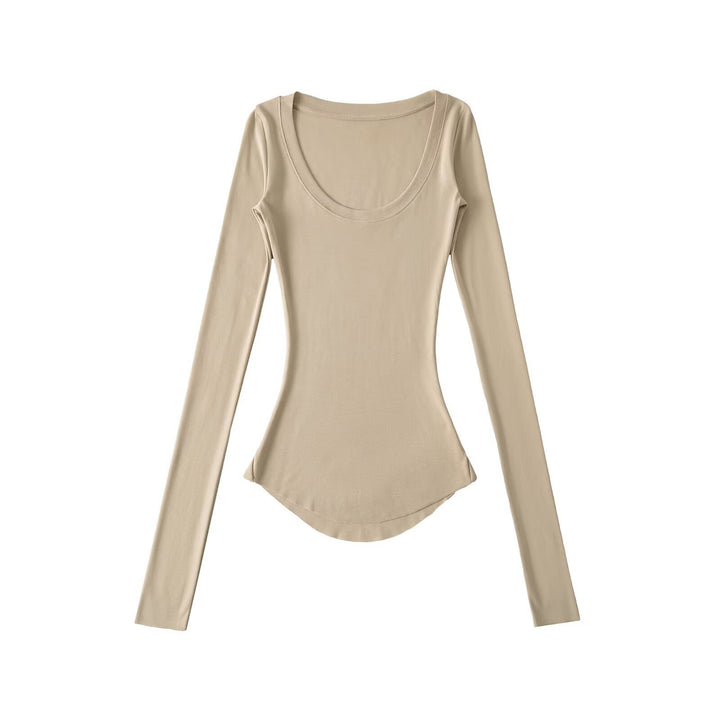 Damen Langarmshirt mit elegantem Rundhalsausschnitt und figurbetonendem Schnitt Drune