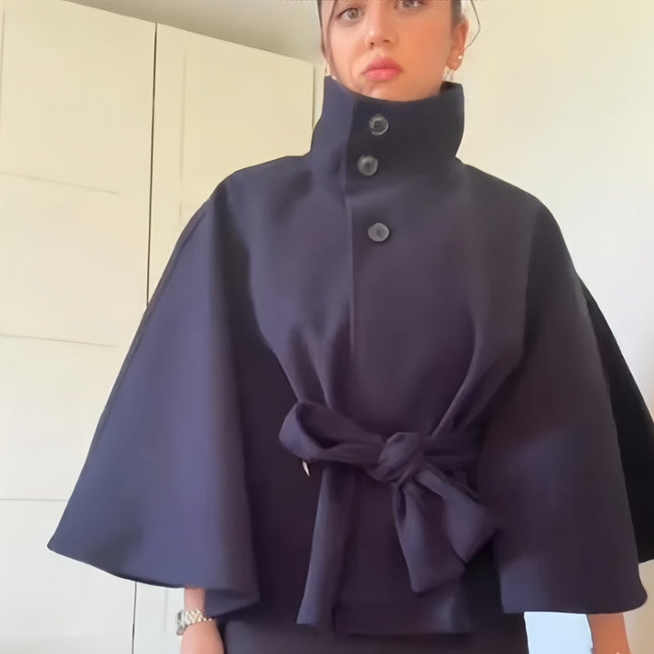Damen elegante Überwurfjacke mit modernem Knopfdetail Drune