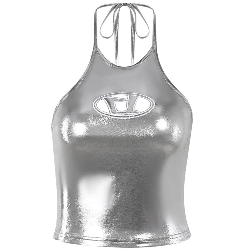 Damen Hochglänzendes Sportoberteil mit aufregendem Halterdesign Drune