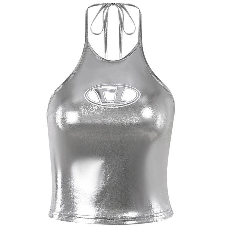 Damen Hochglänzendes Sportoberteil mit aufregendem Halterdesign Drune