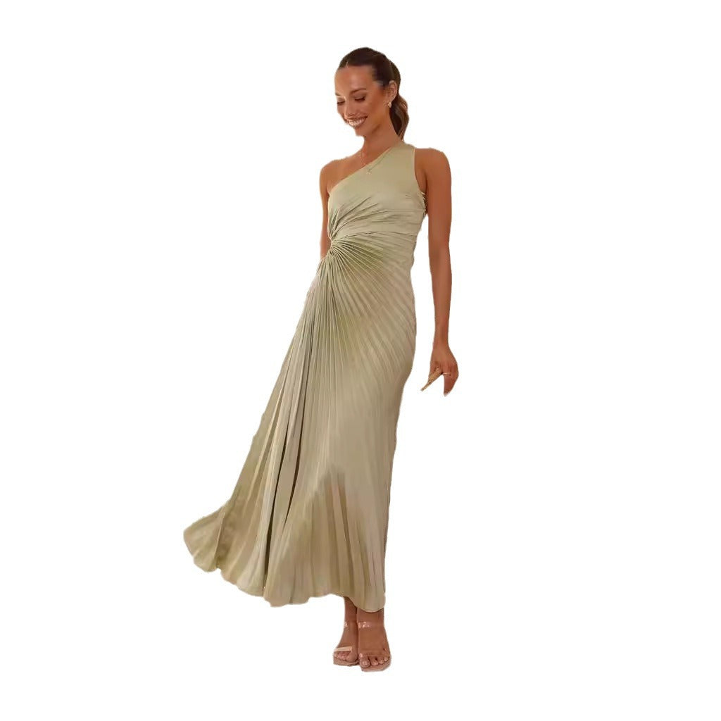 Damen Maxikleid mit Raffiniertem Faltenwurf und Asymmetrischem Design Drune