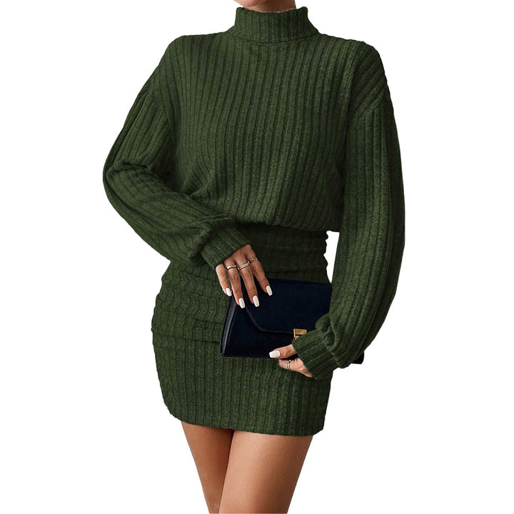 Damen Strickkleid mit hochgeschlossenem Kragen und elegantem Rippmuster Drune