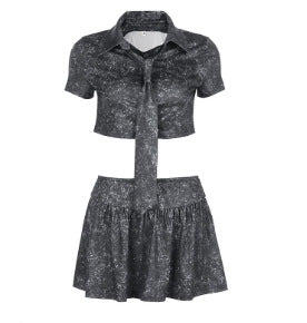 Damen Crop-Oberteil und Rock Set Drune