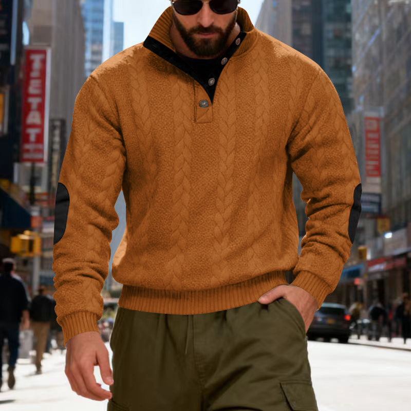 Herren gestrickter Pullover mit Kontrastdetails und modernem Knopfverschluss Drune