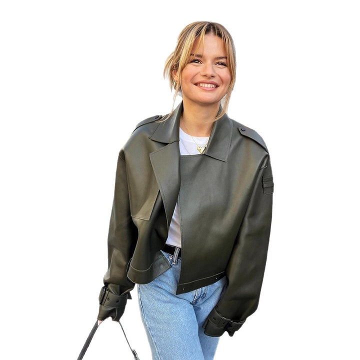 Damen trendige Bikerjacke aus hochwertigem Leder Drune