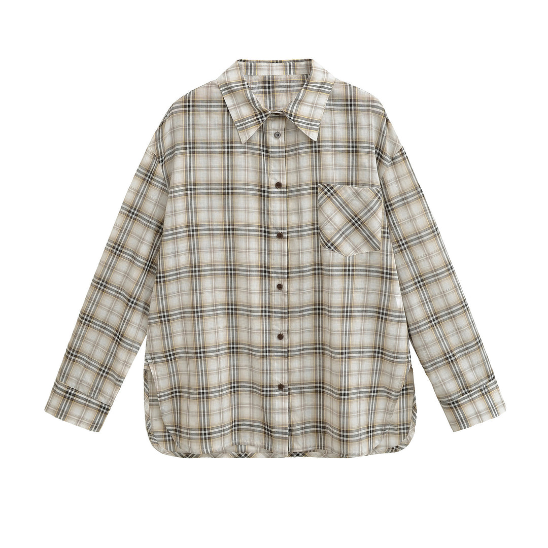 Damen Karo Oversized Hemd Drune