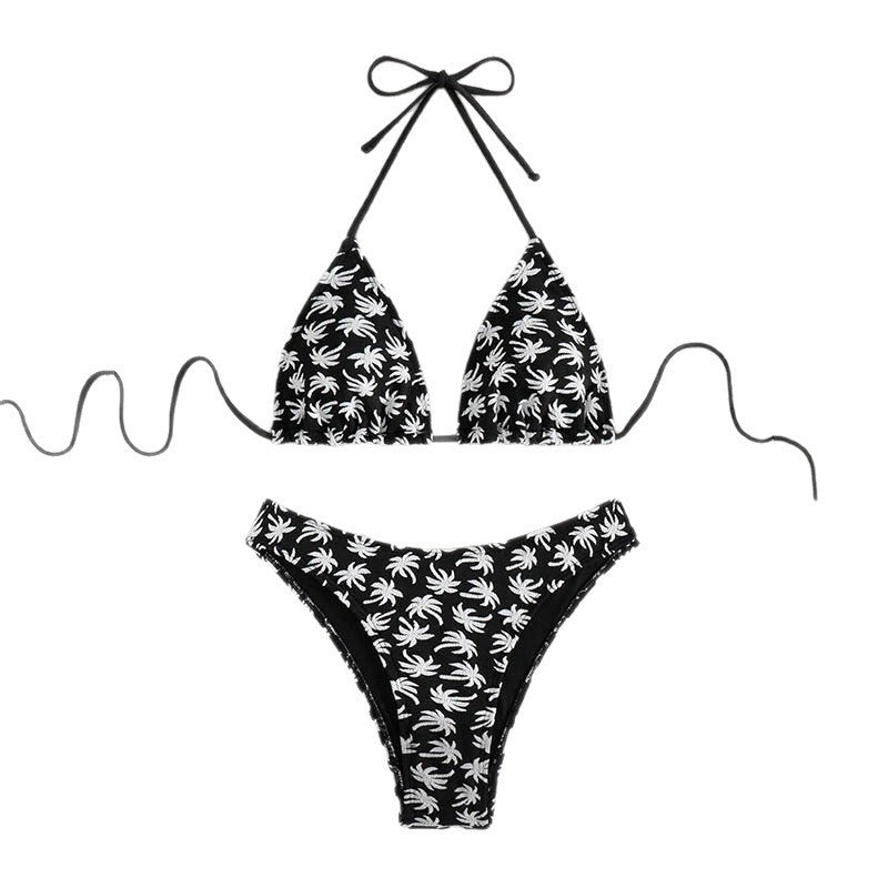 Damen Triangel-Bikini mit floralem Design und verstellbaren Bindebändern Drune
