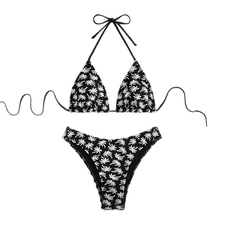 Damen Triangel-Bikini mit floralem Design und verstellbaren Bindebändern Drune