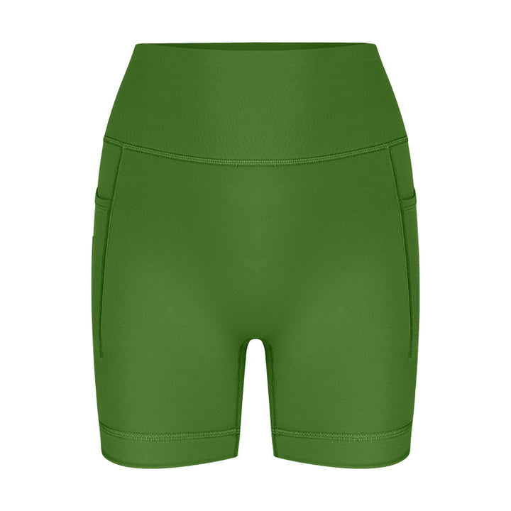 Damen sportliche hoch Taillierte Radlerhose mit praktischen Seitentaschen Drune