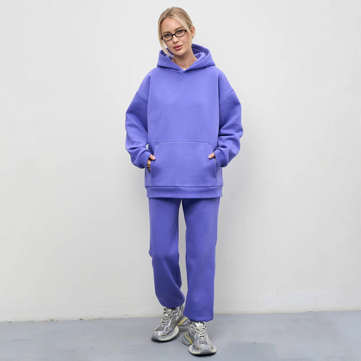 Damen gemütliches Sweat-Set mit Kapuze und weitem Schnitt Drune