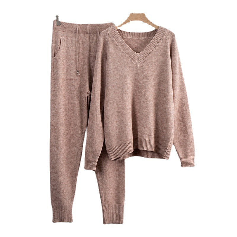 Damen Kuscheliges Strickset mit V-Ausschnitt und Relaxed Fit Drune