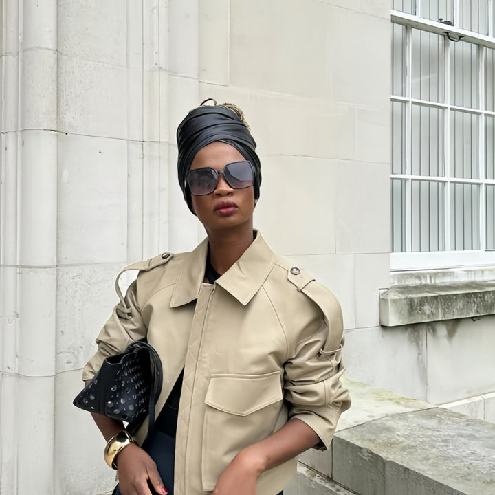 Damen modische Kunstlederjacke mit lässigem Schnitt und eleganten Details Drune