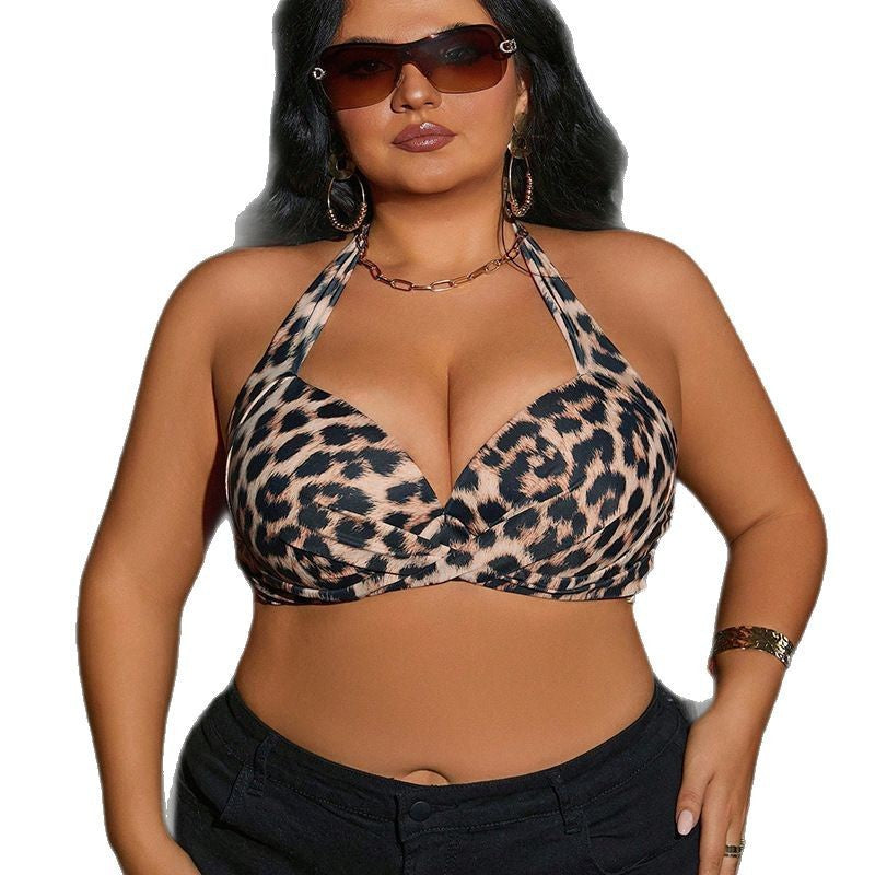 Damen Triangel-Bikini-Oberteil mit verspieltem Leoprint Drune