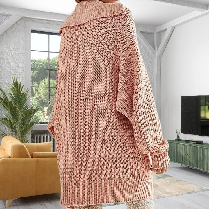 Damen Strickjacke mit Kapuze und großen Taschen Drune