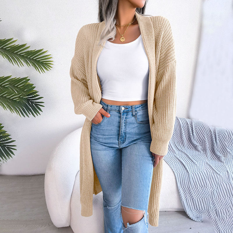 Drune | Einfarbige Strickjacke Für Elegante Outfits