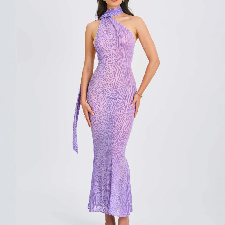 Damen Elegantes Wickelkleid mit asymmetrischem Hals und figurbetontem Schnitt Drune