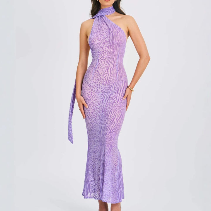 Damen Elegantes Wickelkleid mit asymmetrischem Hals und figurbetontem Schnitt Drune