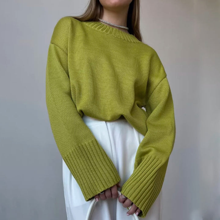 Damen eleganter Pullover mit weitem Schnitt und strukturierten Ärmeln Drune