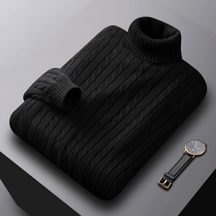 Herren nan grob gestrickter Rollkragenpullover mit Zopfmuster und wärmender Strickstruktur Drune