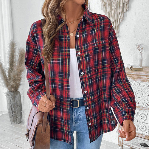 Damen Karobluse mit lässigem Schnitt Drune