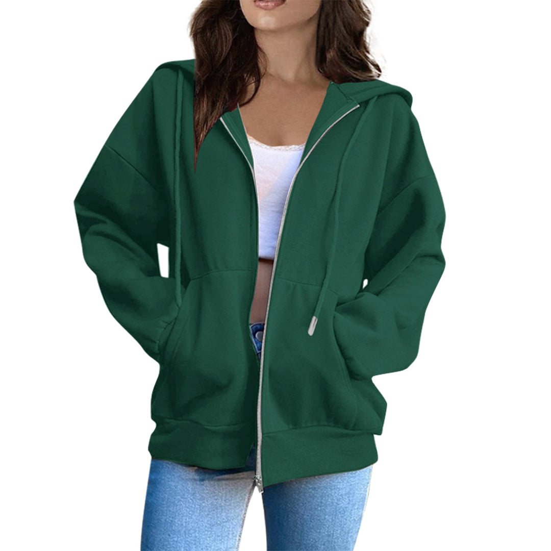 Damen Oversized Kapuzenjacke mit durchgehendem Reißverschluss und praktischen Taschen Drune