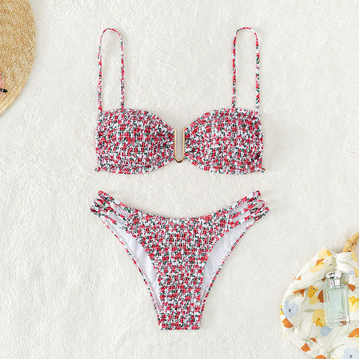 Damen Triangel-Bikini mit Stützfunktion und dekorativem Goldakzent Drune