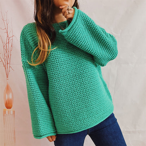 Damen Grobstrickpullover mit weitem Schnitt und lässigen Ärmeln Drune